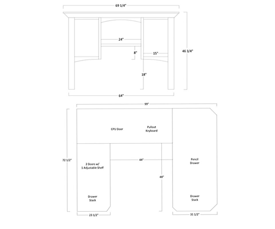 Buckingham U-Shape Desk and Hutch – Schrock's Heritage Furniture